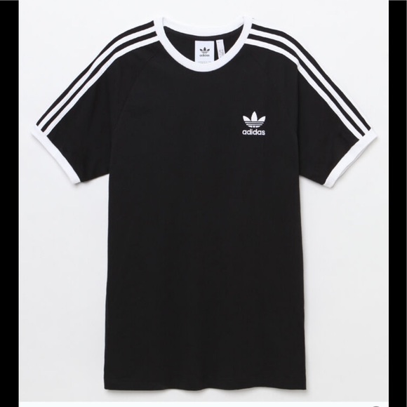 white adidas top with black stripes